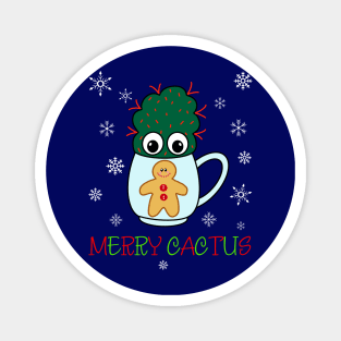 Merry Cactus - Small Cactus With Red Spikes In Christmas Mug Magnet